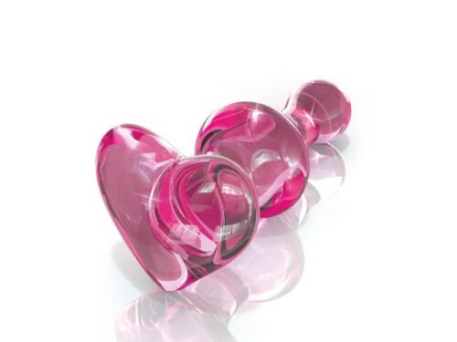 Γυάλινη Ροζ Πρωκτική Σφήνα Με Καρδιά Στην Βάση - Pipedream