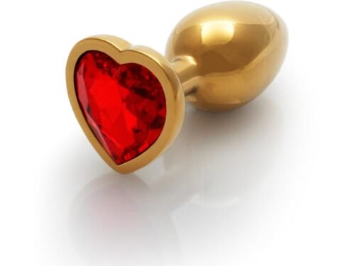 Μεταλλική Χρυσή Πρωκτική Σφήνα Με Κόκκινο Πετράδι Medium - Ouch!